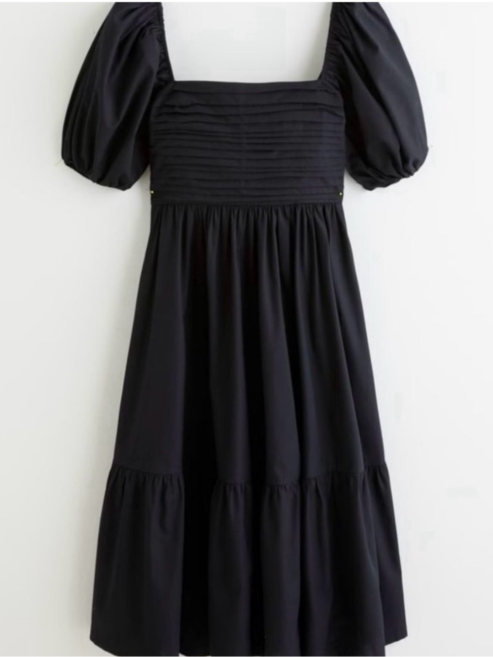 Abercrombie & Fitch Puff Sleeve Black Midi Dress